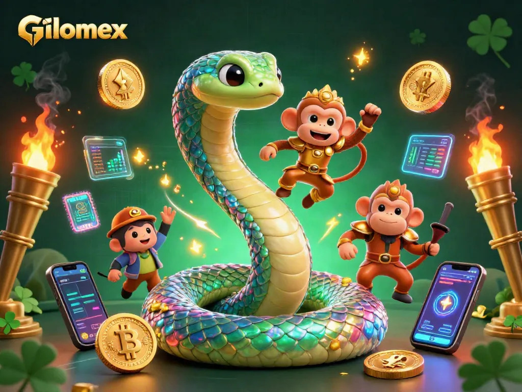 Play Glomex-themed games with a vibrant scene of a rainbow serpent and crypto elements.