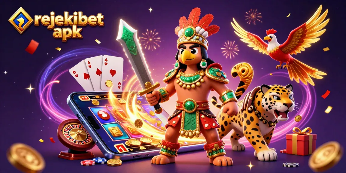 Experience thrilling wins with rejekibet apk as colorful slot games and dynamic game elements surround heroic warriors.