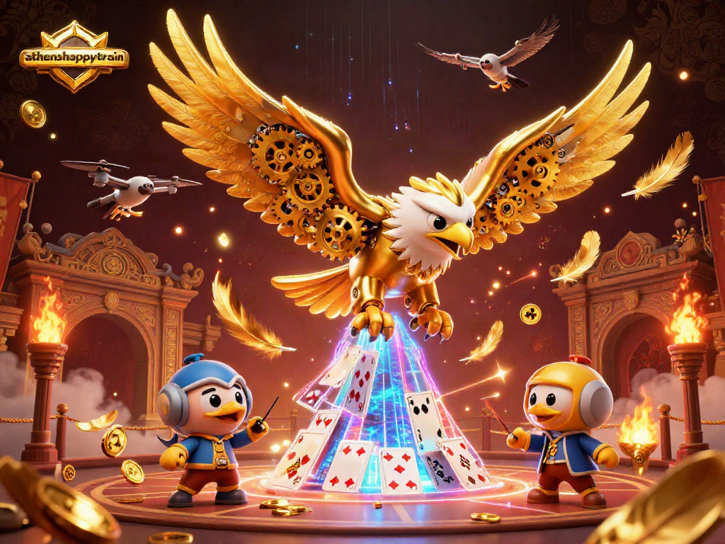Experience thrilling wins at athenshappytrain with a captivating casino scene featuring unique characters and dynamic elements.