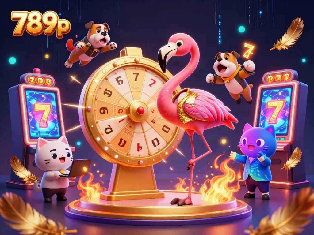Spin the giant prize wheel with 789p's 3D characters in a vibrant casino scene full of excitement!
