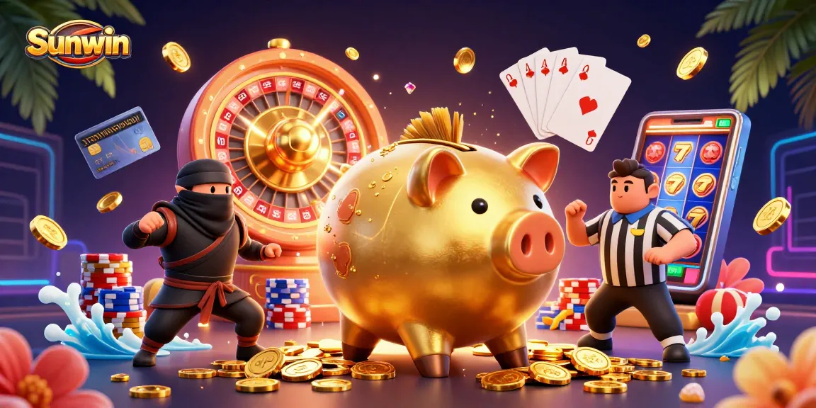 Experience thrilling gameplay with Sunwin as the piggy bank sumo wrestler dominates the casino scene