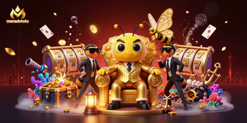 Engage with manadototo at a vibrant online casino featuring a cartoon mob boss and dynamic gaming elements.