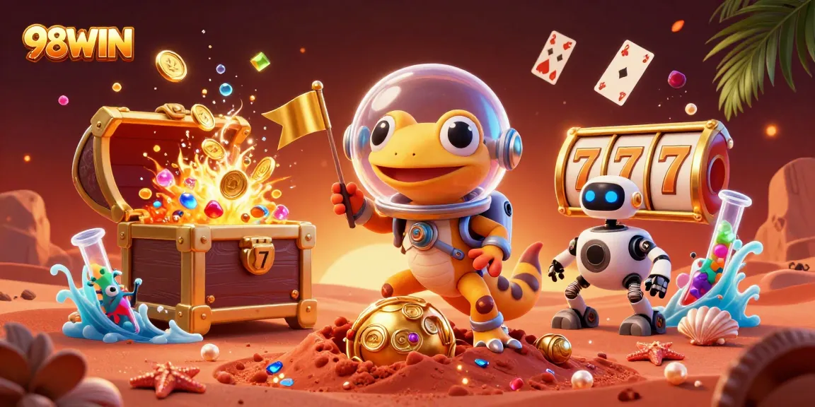 Play exciting casino games at 98WIN in an exhilarating 3D Martian scene.