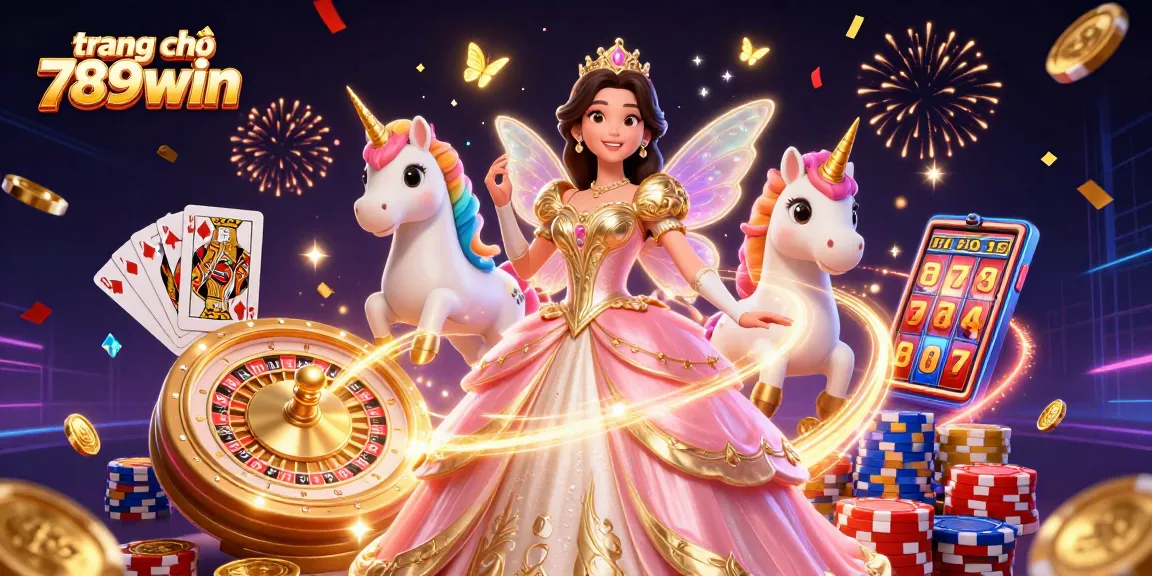 Engage with thrilling gameplay on trang chủ 789win featuring a magical scene of a glamorous princess and unicorn.