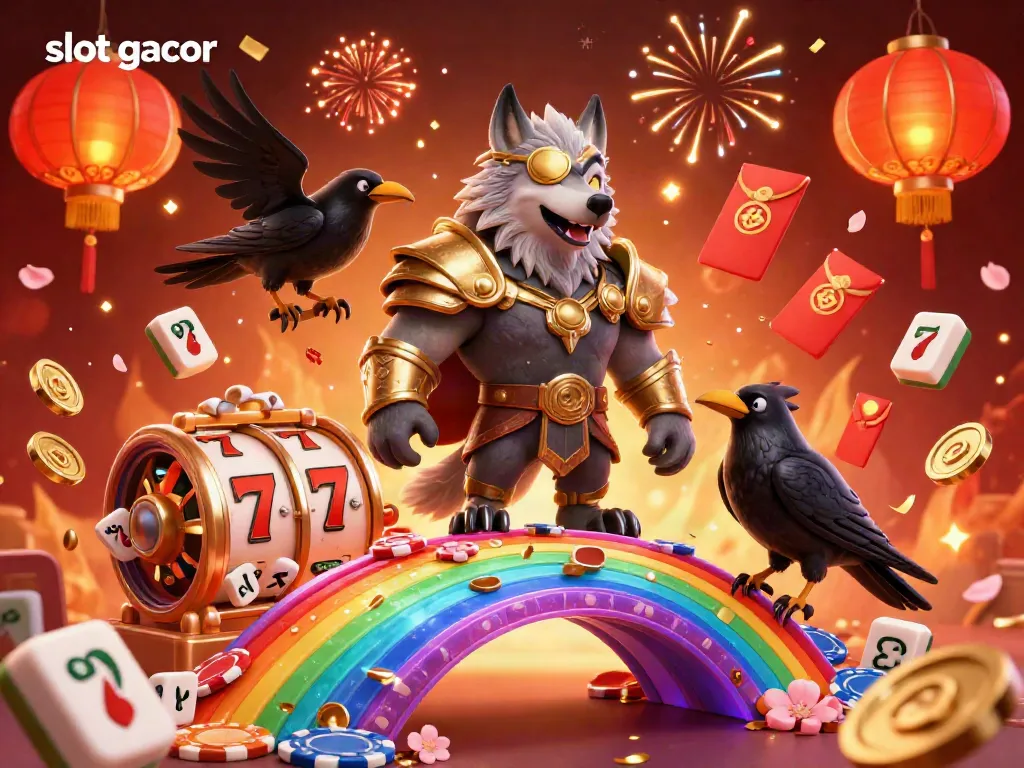 Menangkan slot gacor dengan ilustrasi Odin, burung gagak, dan elemen kasino yang berkilau.