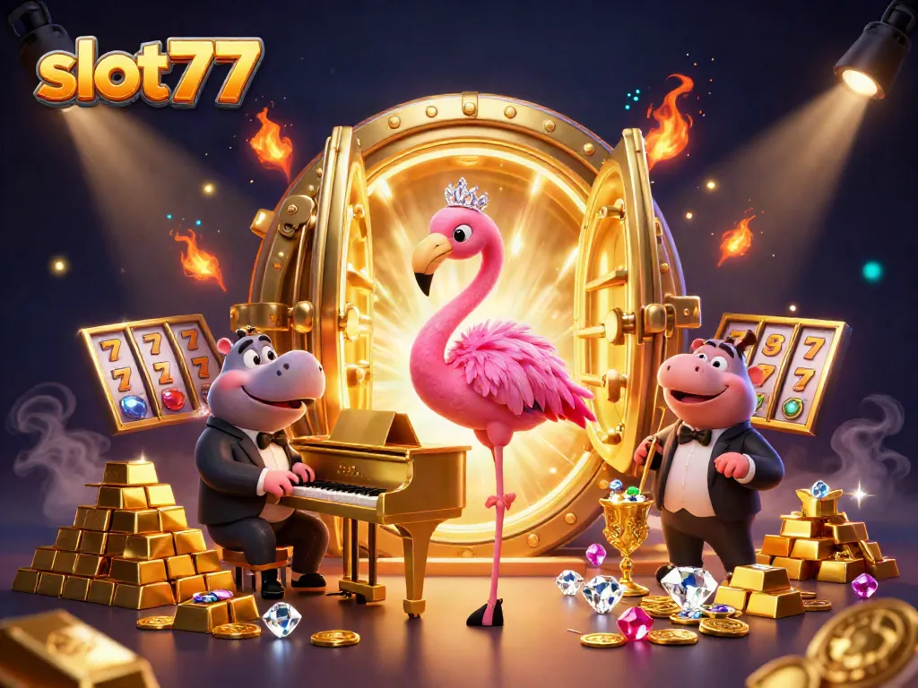 Memenangkan jackpot di slot777 dengan slot bergaya kasino berwarna-warni dan elemen permainan menarik.