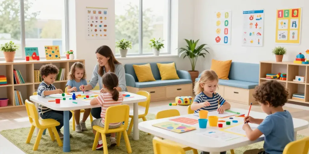 Children learning and playing in a vibrant classroom at Podar Prep preschool locations.