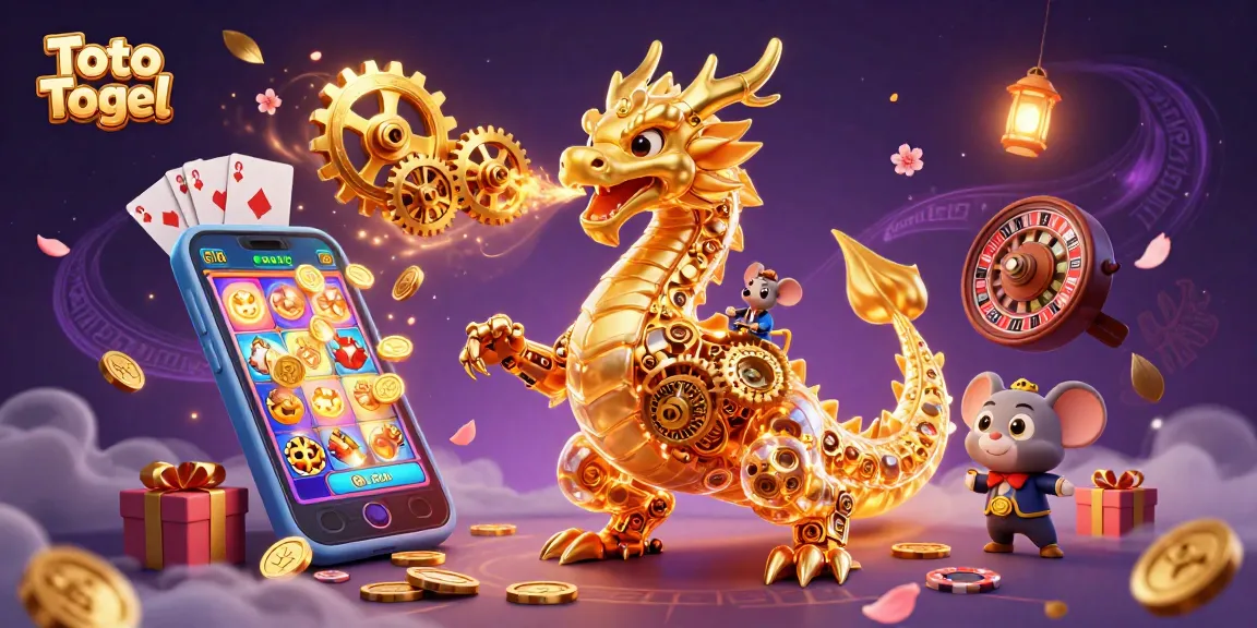 Toto Togel mewakili kemenangan spektakuler dengan slot berwarna-warni dan naga emas mekanik yang beraksi