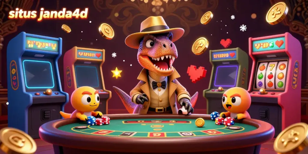 Dalam dunia situs janda4d, lihat velociraptor kartu dan bos stegosaurus beraksi di meja blackjack.