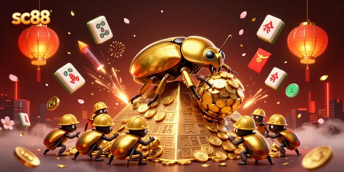 Experience the excitement of sc88 with festive casino symbols and golden themes in this vibrant scene.
