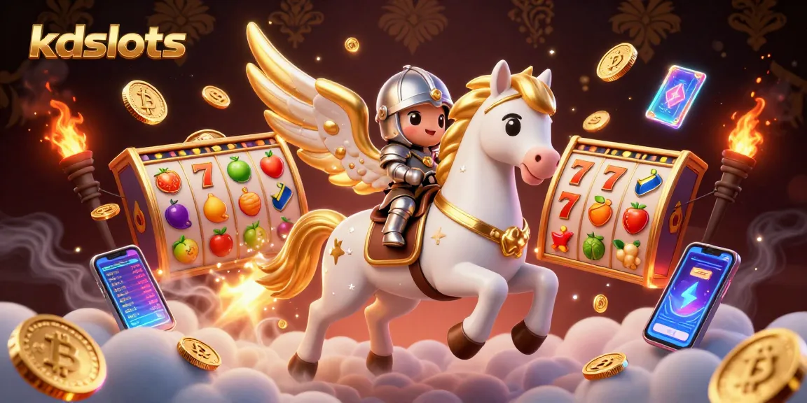 Experience thrilling kdslots action with a celestial horse and knight amidst jackpot reels.