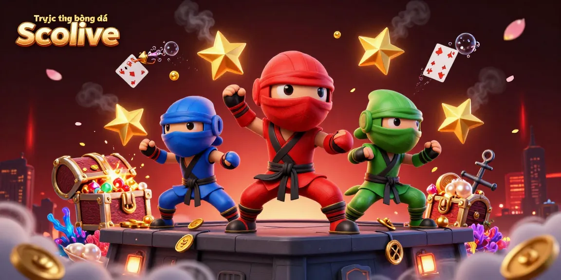 Experience thrilling action with Trực tiếp bóng đá Socolive showcasing synchronized ninja chameleons and dynamic casino elements.
