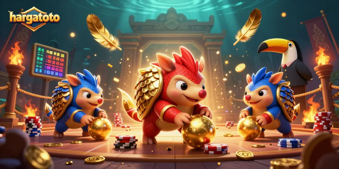 Engage with hargatoto as rival pangolins compete in a vibrant casino environment, bowling through poker chips.