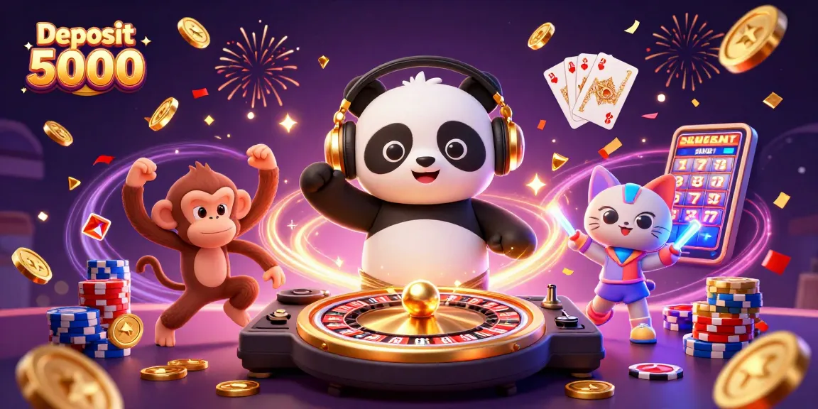 Engage with deposit 5000 opportunities as DJ panda spins at a vibrant casino scene.